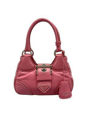 Prada Handbag Moon Re-Edition Pink Silver Leather